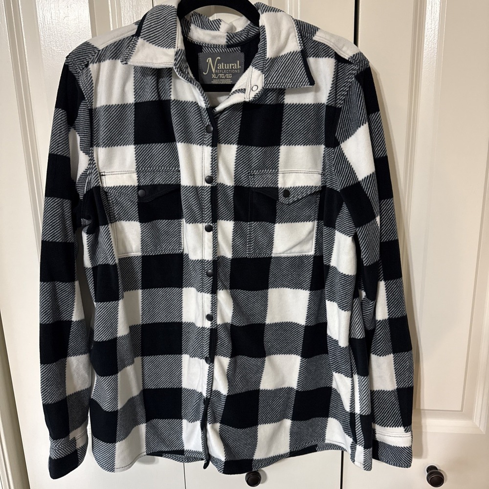 Women's Natural Reflections Buffalo Checked Long Sleeve Flannel Sz XL Cozy Warm